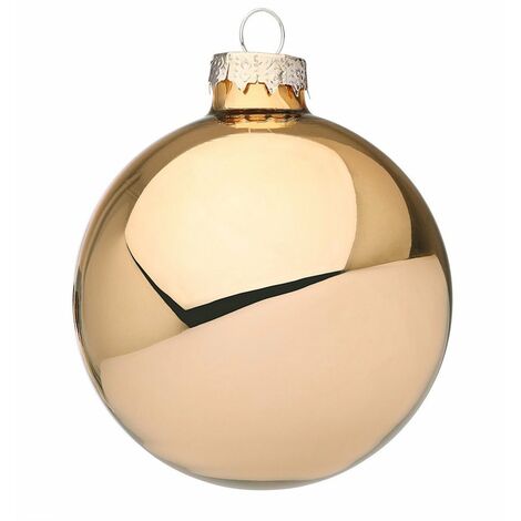 Palline in vetro "Miele Lucido" tinta unita per albero di Natale moderno -10 cm - 4 sfere