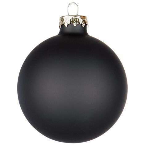 Palline in vetro "Nero Opaco" tinta unita per albero di Natale moderno -10 cm - 4 sfere