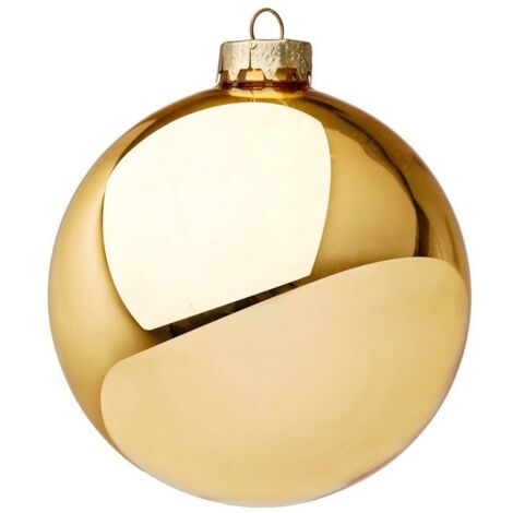 Palline in vetro "Oro Lucido" tinta unita per albero di Natale moderno -6 cm- 6 sfere