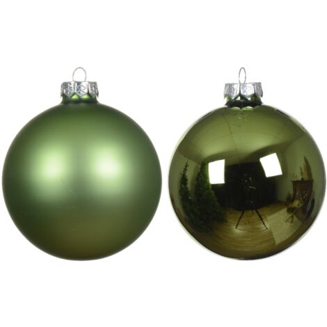 Palline in vetro per albero di natale colore te verde decorazione natalizia -4 Palline da Ø 10 cm