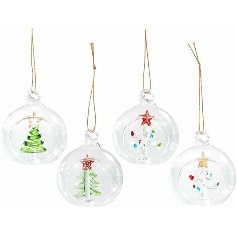 Palline in vetro per albero di Natale con decori interni - 16 pezzi, diametro 6 cm