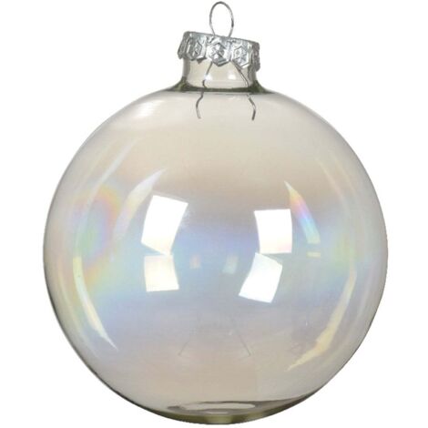 Palline in vetro per albero di natale trasparente iridescente decorazione natalizia -6 Palline da Ø 8 cm