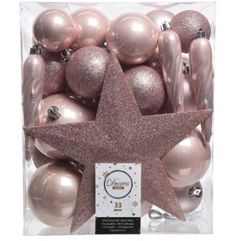 Palline Mix Rosa con Stella Diametro 8 cm