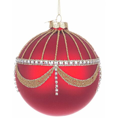 Palline natalizie per albero di natale in vetro colore rosso da 10 cm per decorazioni 4 pezzi