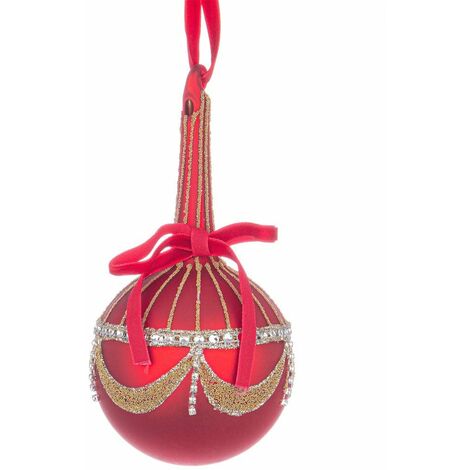 Palline natalizie per albero di natale in vetro colore rosso da 8 cm per decorazioni 4 pezzi