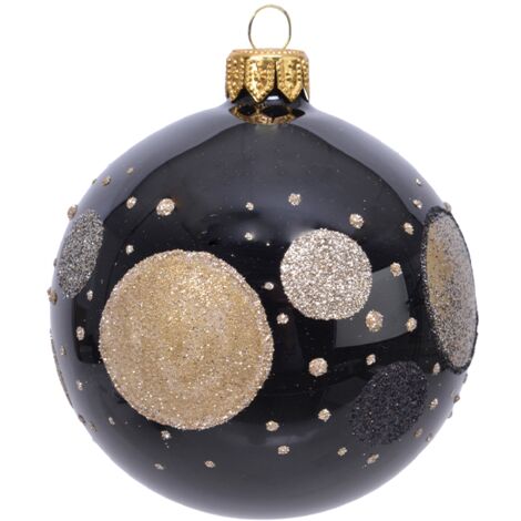 Palline nera con pianeti glitter Ø8 cm