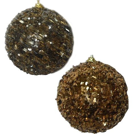 Palline oro con strass per Albero di Natale set 8 sfere Decorazioni natalizie addobbi particolari moderne allestimento casa 10cm