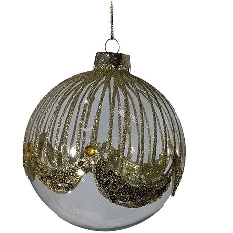 Palline oro in vetro soffiato 4pz per albero di Natale addobbi decorazioni natalizi