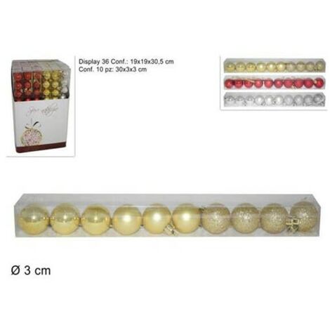 Palline per albero di natale addobbi decorazioni natalizi rosso argento oro confezione da 10 pezzi d 3