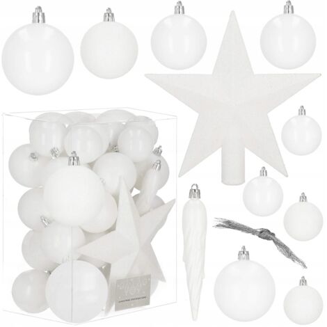 PALLINE PER ALBERO DI NATALE ADDOBBO 33 PEZZI NATALIZIE 8/6/5 SET INDESTRUTTIBILI + STELLA