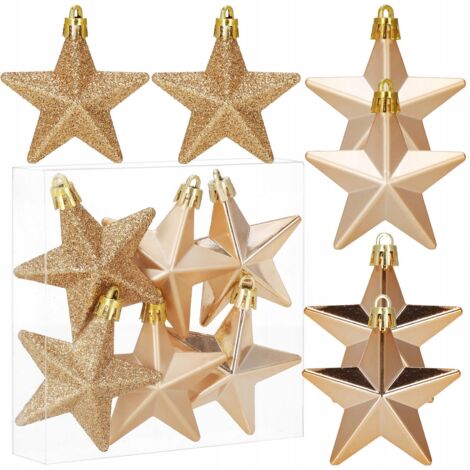 PALLINE PER ALBERO DI NATALE APPENDINI NATALIZI DECORAZIONI NATALIZIE 6 PZ STELLE 7 CM