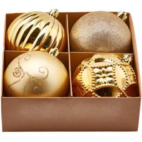 Palline per albero di Natale colore oro decorato decorazione natalizia -4 palline da Ø 10 cm