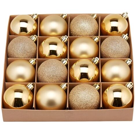 Palline per albero di Natale colore oro tinta unita in PVC decorazione natalizia -4 palline da Ø 10 cm