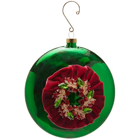 Palline per albero di natale con gemme decorazione natalizia da Ø 12 cm -Verde