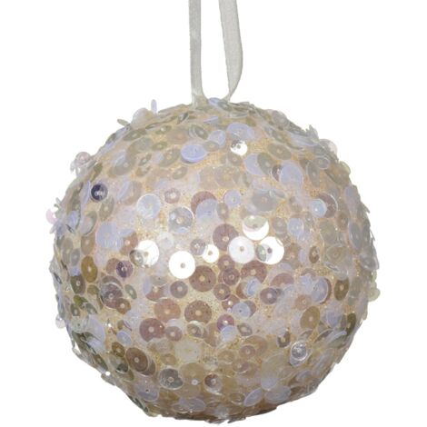 Palline per albero di Natale decorato, colore perla con paillettes , da Ø 8 cm, 12 pezzi