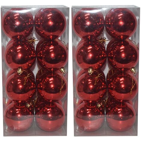 Palline per albero di natale decorazioni addobbi natalizi in rosse 32 sfere ornamenti ghirlande per di casa negozio ufficio d 7