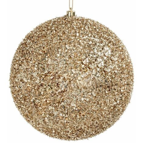 Palline per albero di Natale in polistirolo decorate color Champagne -1 sfera da 15 cm