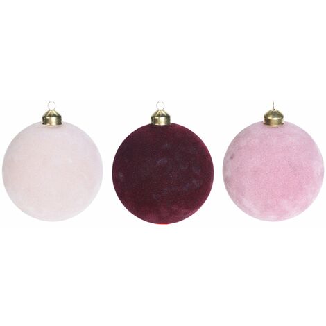 Palline per albero di natale in velluto pendaglio decorato Tinta Unita -9 Palline Ø 10 cm
