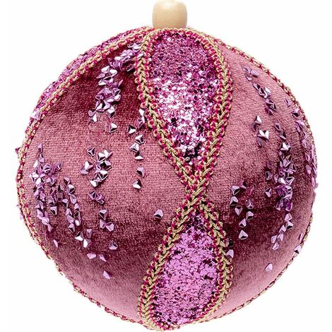 Palline per Albero di Natale in velluto rosa antico decorazioni natalizie sfera addobbi  particolare moderne lavorate - Diametro: diametro 10 cm pezzi 8