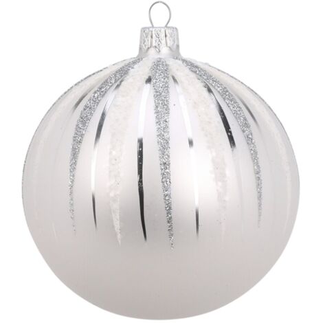 Palline per albero di Natale, in Vetro, color argento, con glitter, 100 mm, 6 pezzi