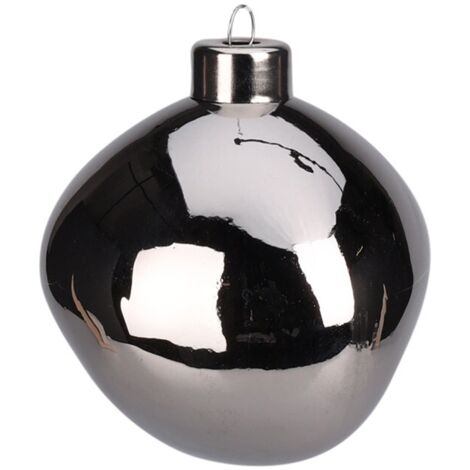 Palline per albero di Natale in vetro color argento decorazioni natalizie -Modello 2 / 10 cm