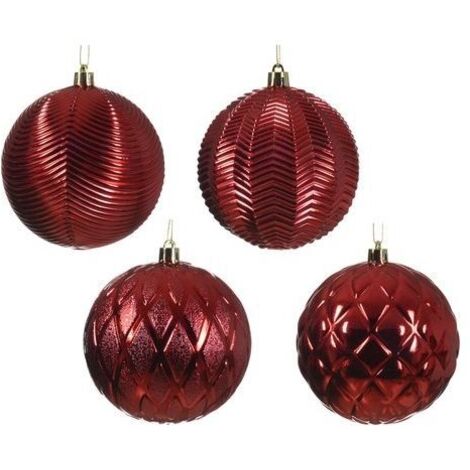 Palline per albero di Natale in vetro color rosso decorate da Ø10 cm