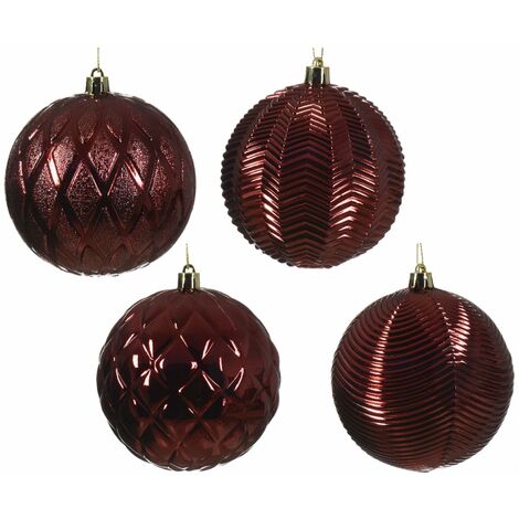 Palline per albero di Natale in vetro color rosso scuro decorate da Ø10 cm