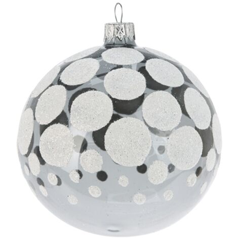 Palline per albero di Natale, in Vetro, con glitter a pois, Ø 80 mm, 12 pezzi