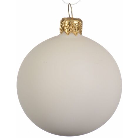 Palline per albero di Natale in vetro decorate color Bianco Lana Opaco -6 sfere da 8 cm