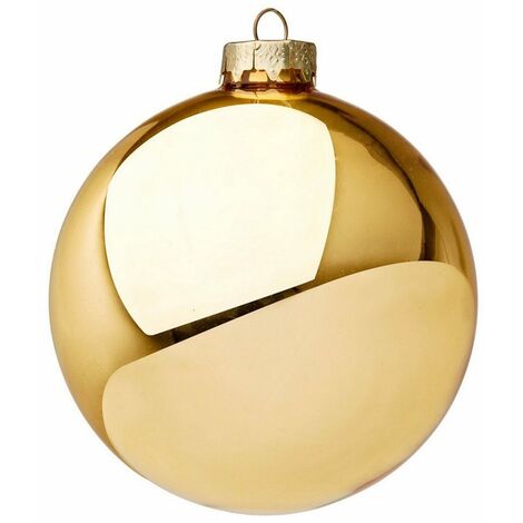 Palline per albero di Natale in vetro decorate color Oro lucido -4 sfere da 10 cm