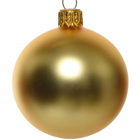 Palline per albero di Natale in vetro decorate color Oro opaco -4 sfere da 10 cm