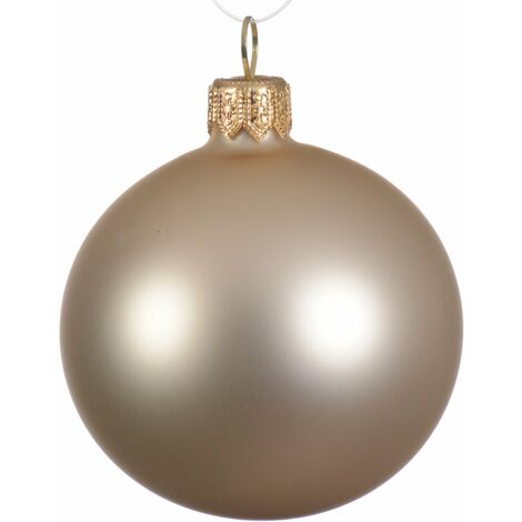 Palline per albero di Natale in vetro decorate color Perla Opaco -4 sfere da 10 cm