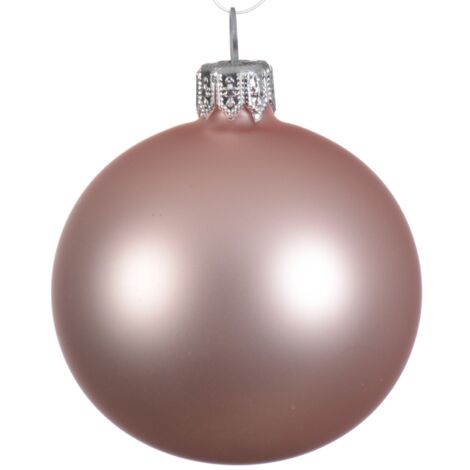 Palline per albero di Natale in vetro decorate color Rosa Blush Opaco -6 sfere da 6 cm