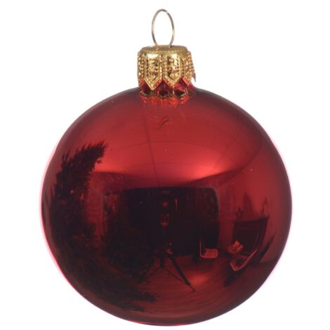 Palline per albero di Natale in vetro decorate color Rosso Chiaro lucido -1 sfera da 25 cm