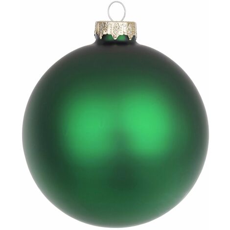 Palline per albero di Natale in vetro decorate color Verde Allegro Opaco -4 sfere da 10 cm