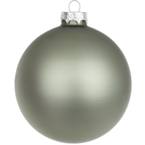 Palline per albero di Natale in vetro decorate color Verde Cinabro Opaco -4 sfere da 10 cm