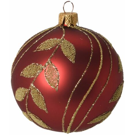 Palline per albero di Natale in vetro decorate da Ø10 cm color Rosso e Verde