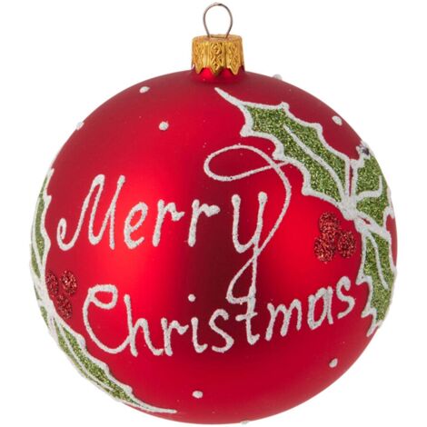 Palline per albero di Natale in vetro decorate tricolore con glitter -Confezione 12 palline da Ø 8 cm