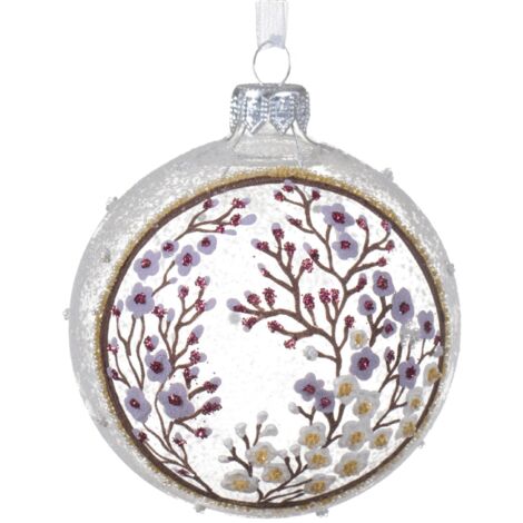 Palline per albero di Natale in vetro decorato argento da Ø 8 cm, confezione da 6 pezzi