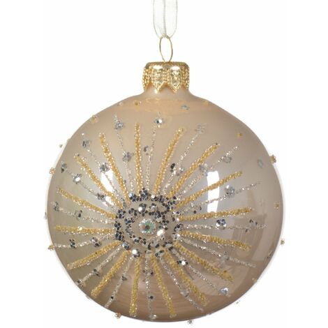 Palline per albero di Natale in vetro decorato champagne da Ø 8 cm, confezione da 6 pezzi