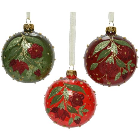 Palline per albero di Natale in vetro decorato da Ø 8 cm, confezione da 12 pezzi