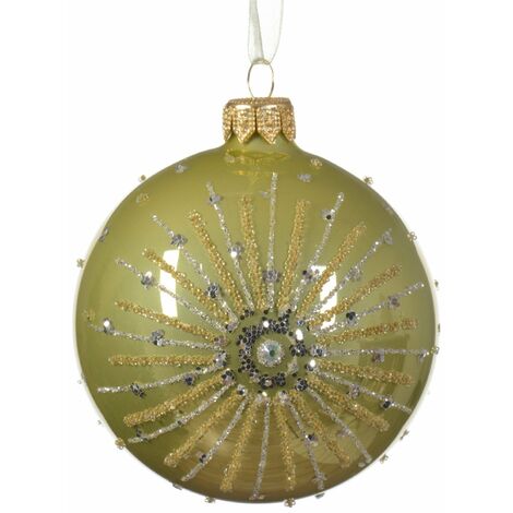 Palline per albero di Natale in vetro decorato verde pistacchio da Ø 8 cm, confezione da 6 pezzi