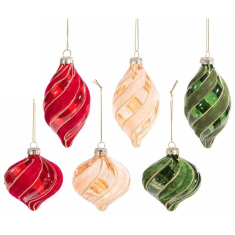 Palline per albero di Natale in vetro e velluto - 12 pezzi, diametro 6,5 cm