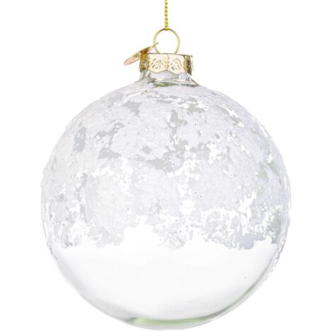 Palline per albero di Natale in vetro "Iced" trasparente bianco per decorazioni -1 sfera da 15 cm