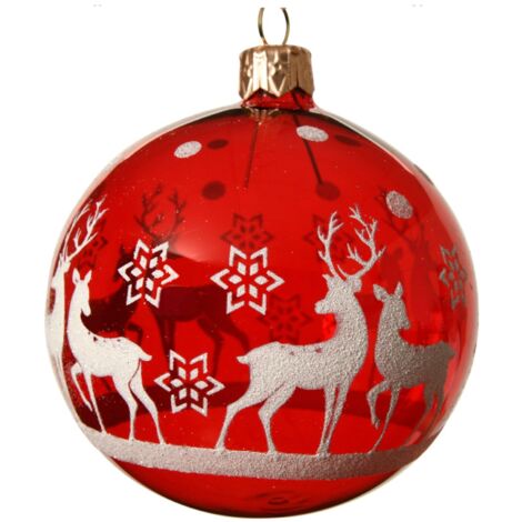 Palline per albero di Natale in vetro rosso trasparente decorazione natalizia, 6 pezzi