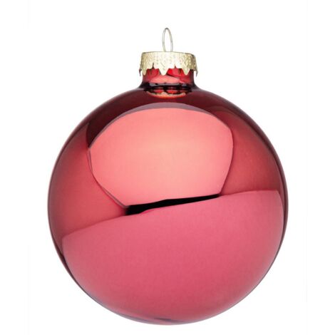 Palline per albero di Natale, sfera vetro rosso lava lucido -8 cm- 6 sfere
