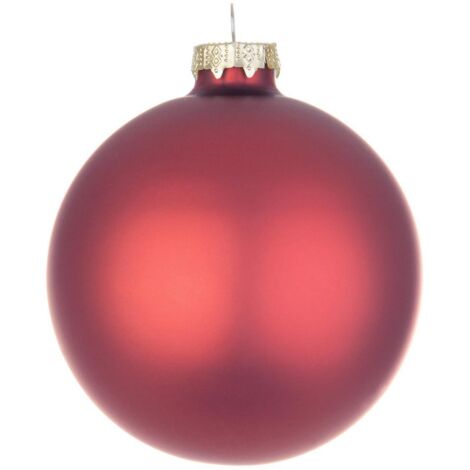 Palline per albero di Natale, sfera vetro rosso lava opaco -8 cm- 6 sfere