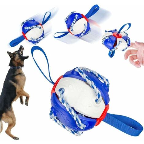 Palline per cani, frisbee per cani a rimbalzo automatico, giocattoli interattivi per cani (blu bianco, 1 pezzo)