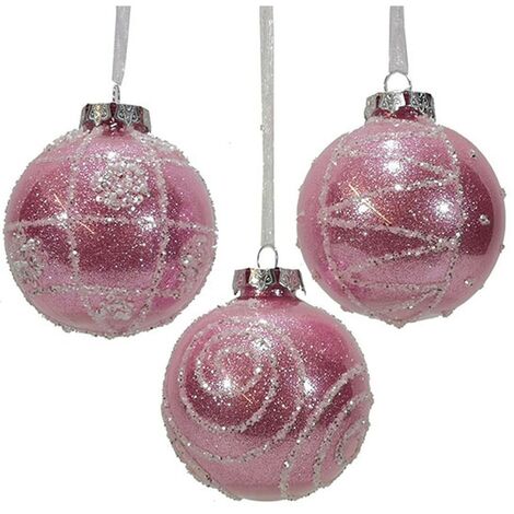 Palline rosa antico per Albero di Natale sfere Decorazioni natalizie addobbi 12pz particolari moderne allestimento casa 8cm