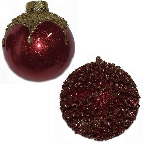Palline rosse e oro per albero di natale palla decorazioni addobbi natalizie set 12 sfere da cm 8 particolari in scatola regalo